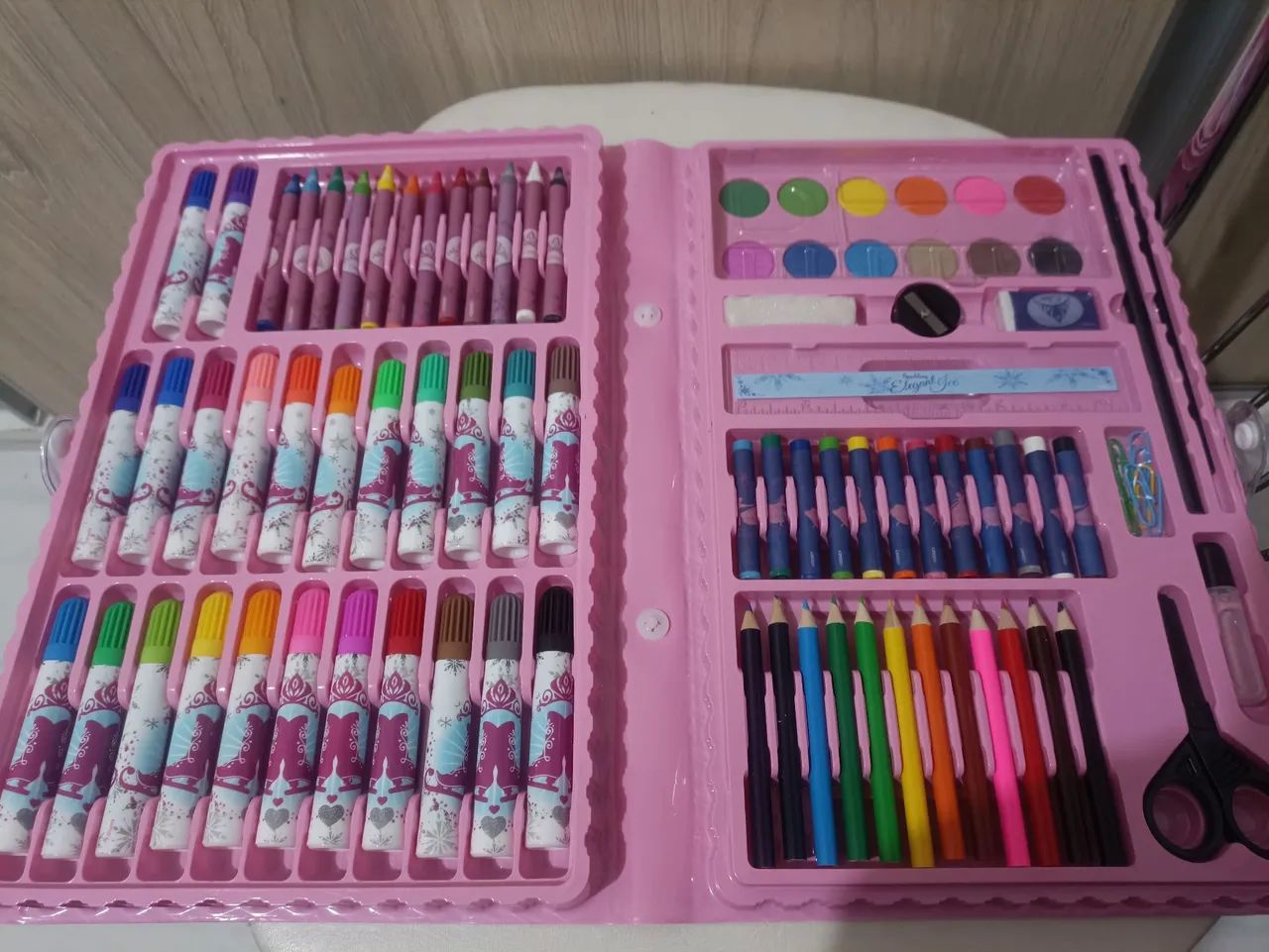 R$49.99 kit estojo maleta pinturas infantil completo 86pças pintar desenhar artes novo - Foto 6