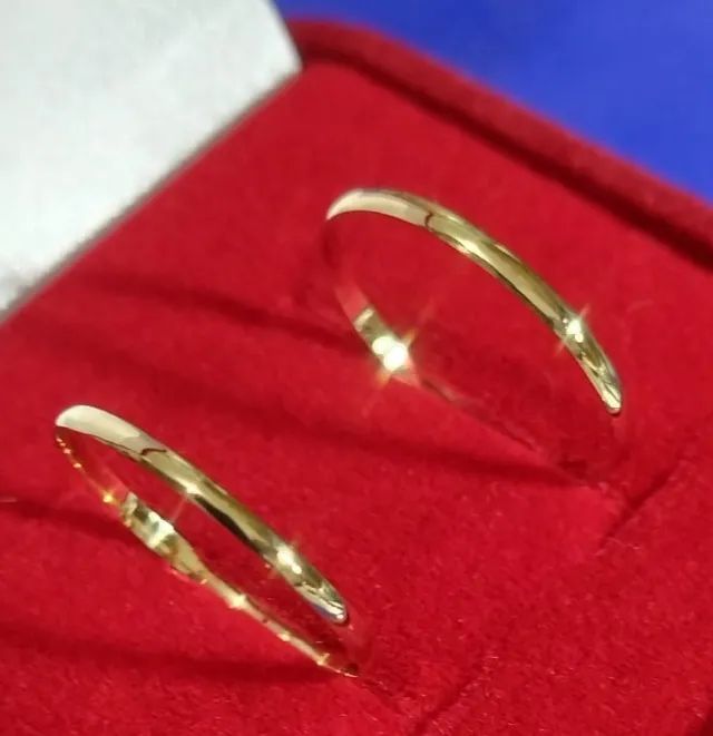 Anel de Noivado e Casamento Ouro 18 Kilates 1.20 Gramas 1 mm Boleadinha