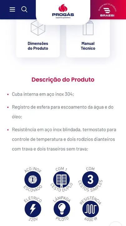 Fritador água e óleo comercial elétrico 220v 6.000watss - 4 cesto marca progás  - Foto 5