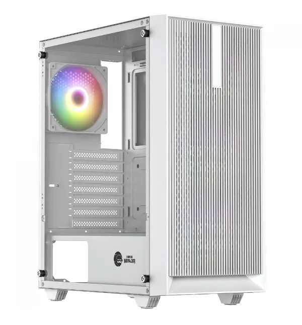 Gabinete Gamer Ninja Air X, Mid Tower, Vidro Temperado, ATX, White, Sem Fonte, Com 4 Fans