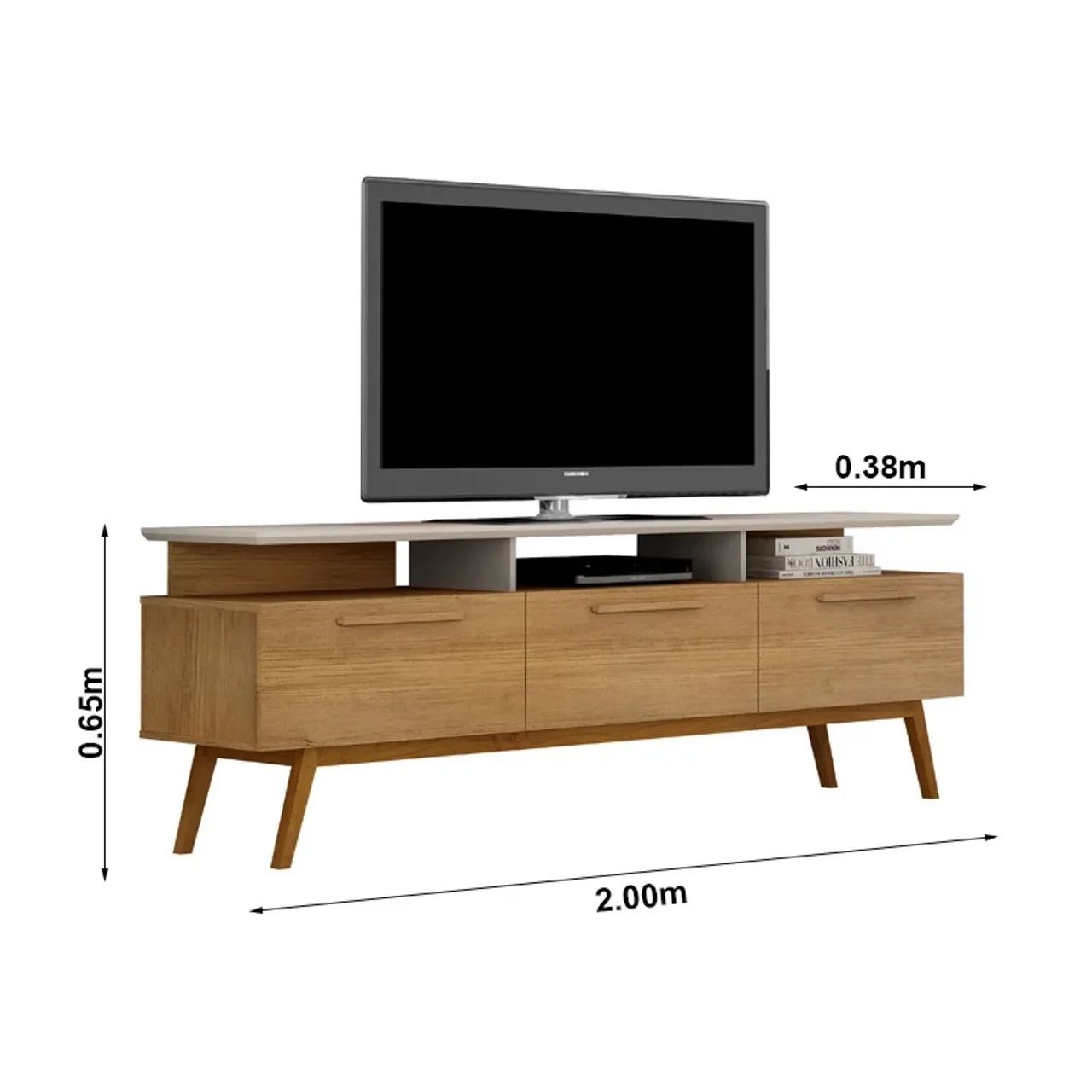 Rack Bancada Retrô Larg.2.00m TV até 70 Polegadas Cinamomo/Off rf65 OFERTA  - Foto 2