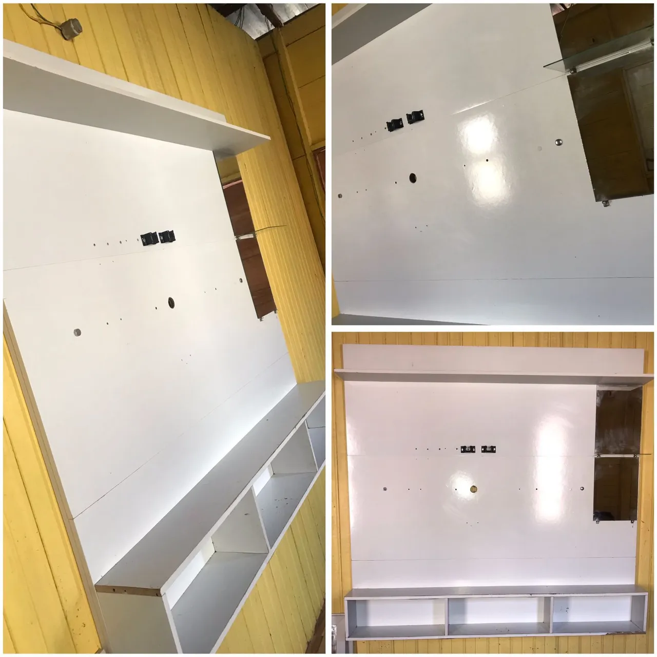 Painel para TV Branco com Prateleiras