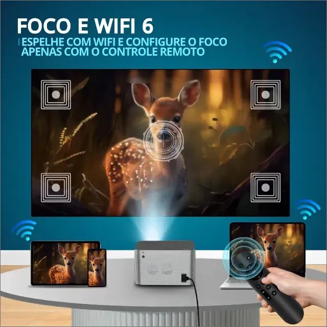 Projetor HY350 Full HD 4K Wifi6 Controle Com Comando de Voz até 200 Polegadas Novo - Foto 3