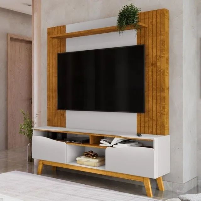 sala bancada home painel rack