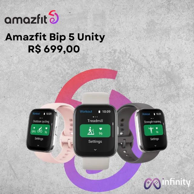 Relógio Smartwatch Amazfit Bip 5 Unity - Infinity Eletronics & Games ...