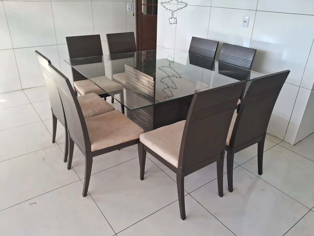 MESA TAMPA DE VIDRO 8 CADEIRAS 1500 - Foto 2