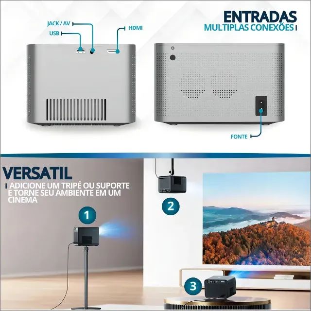 Projetor HY350 Full HD 4K Wifi6 Controle Com Comando de Voz até 200 Polegadas Novo - Foto 4
