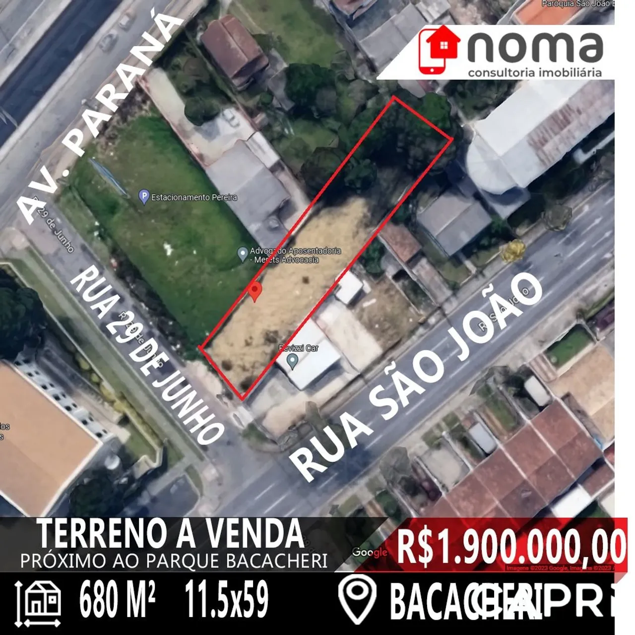 Terreno à venda, 680 m² por R$ 1.900.000,00 - Bacacheri - Curitiba/PR