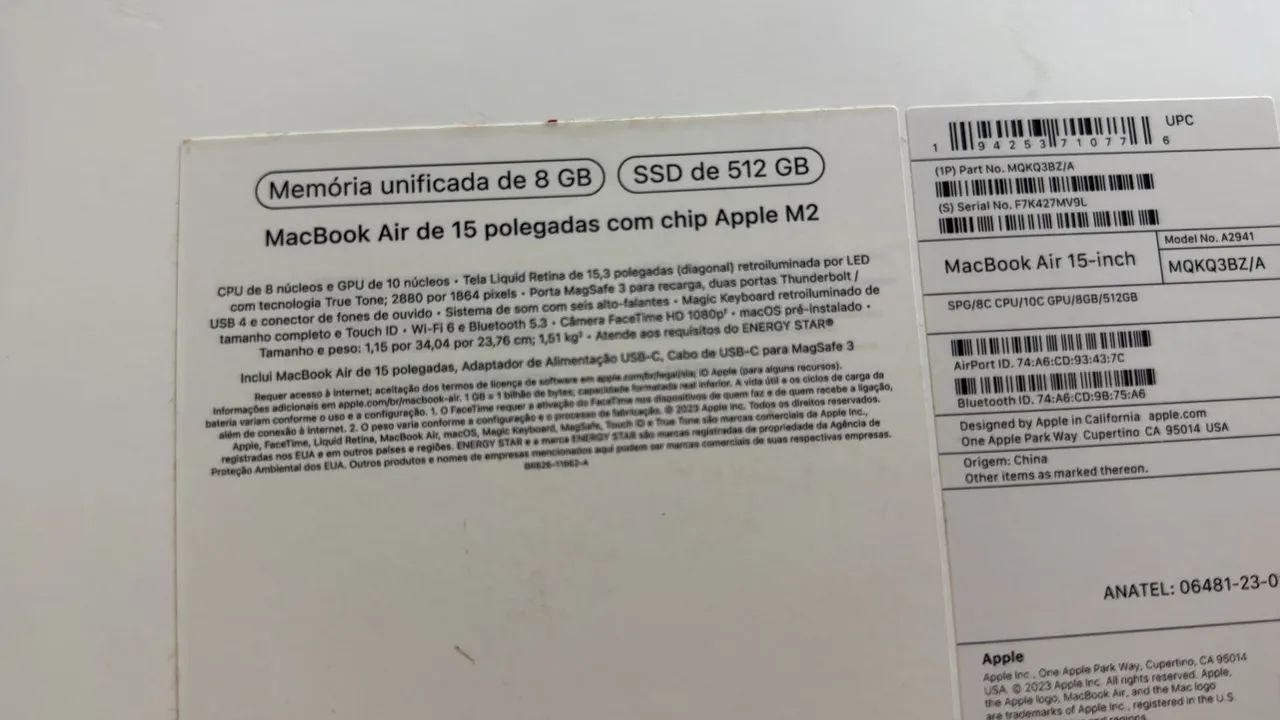 MacBook Air 15 M2 8GB SSD 512 no plástico + mouse Apple  - Foto 5