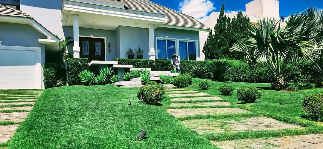 Jardim verde e exuberante