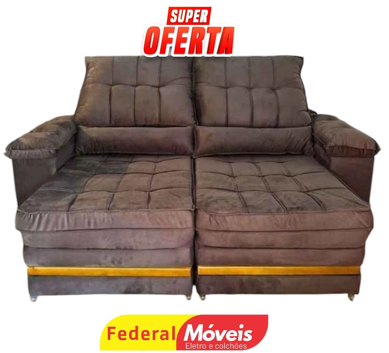 Sofá Retrátil e Reclinável Marrom 2,00m - Super Oferta!