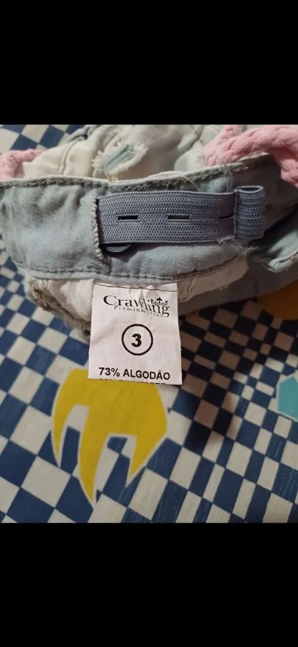 Short Jeans infantil Destroyed com Cinto de Corda  2 peças por  - Foto 3