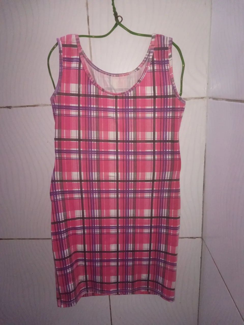 Vestido Regata Xadrez Rosa Feminino M  - Foto 3