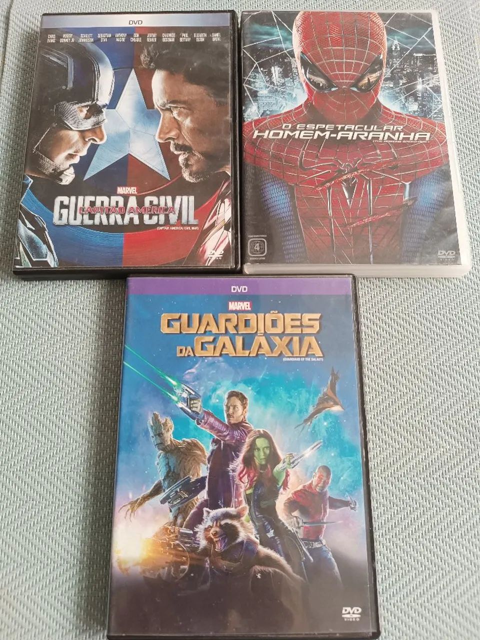Combo 3 DVDs:  Guardiões da Galáxia, Guerra Civil e Homem-Aranha