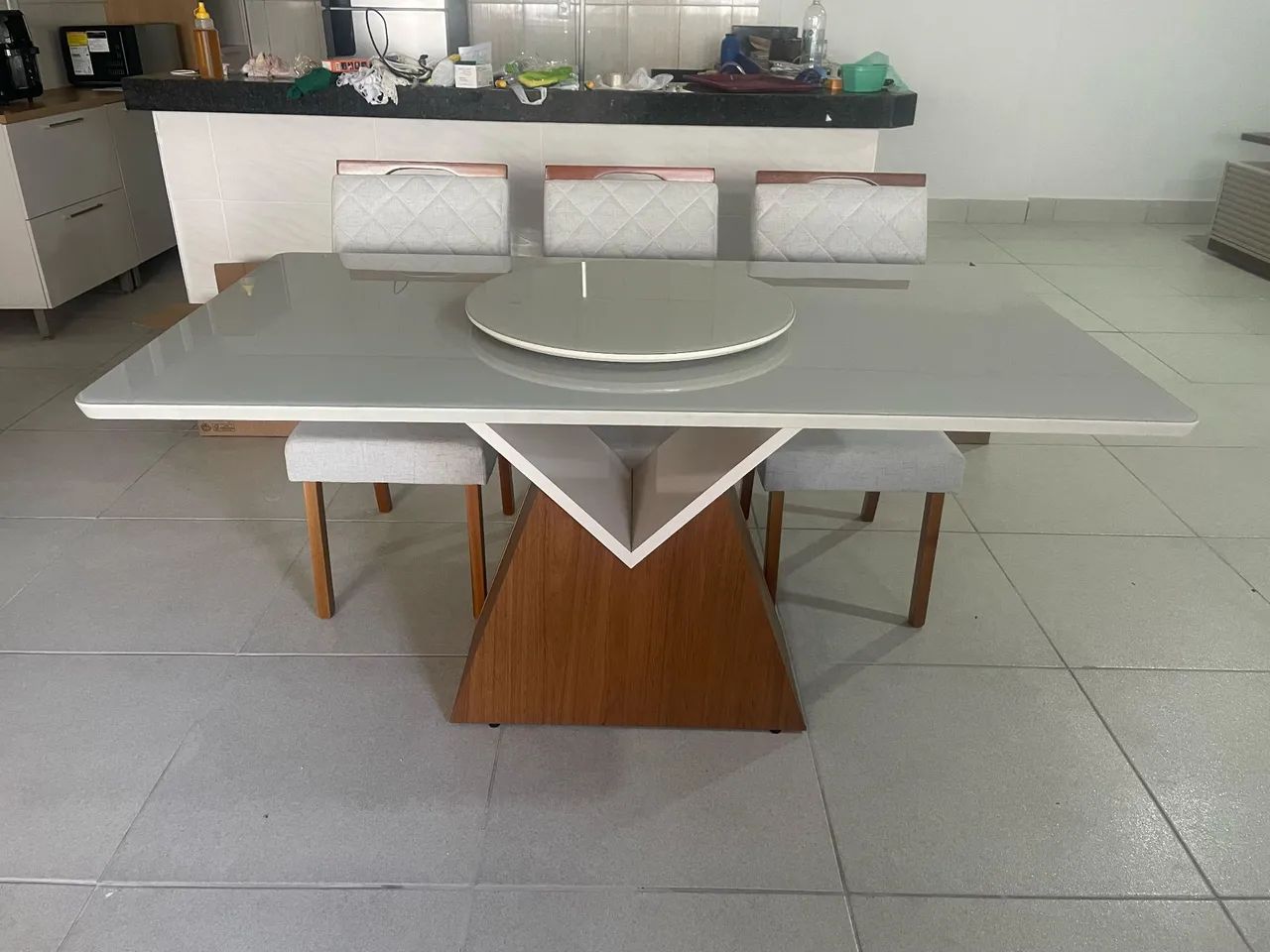 Mesa de Jantar 6 Cadeiras - Branco - Nova - Foto 4