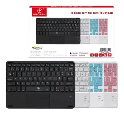 Teclado Sem Fio com Touchpad - Várias Cores