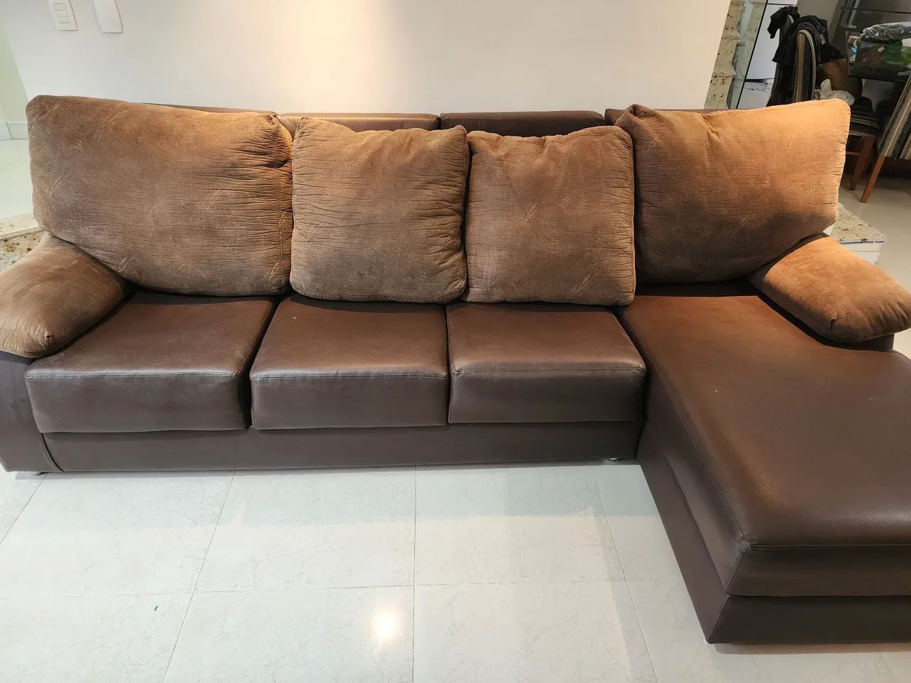 Sofá Chaise de couro de São Bento  - Foto 3