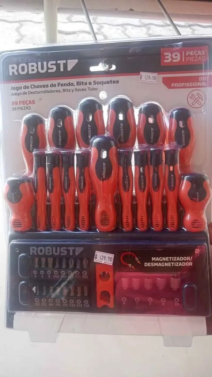Jogo de chaves de fenda, Bits e Soquetes 39 peças - Ferramentas de