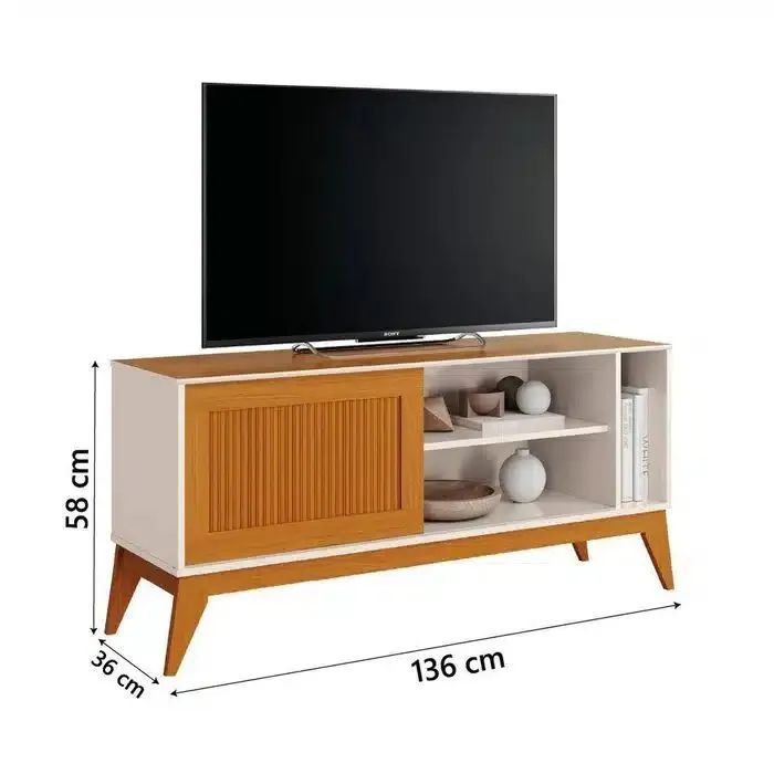 RACK BANCADA ARUBA 1.36 - PARA TV ATÉ 55 POLEGADAS E PORTA
