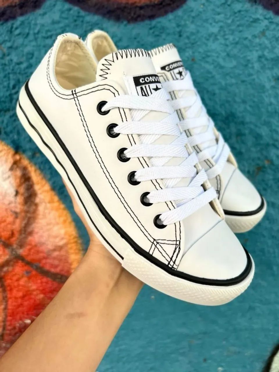Couro Sintético All Star Branco De Couro Converse Tênis Converse