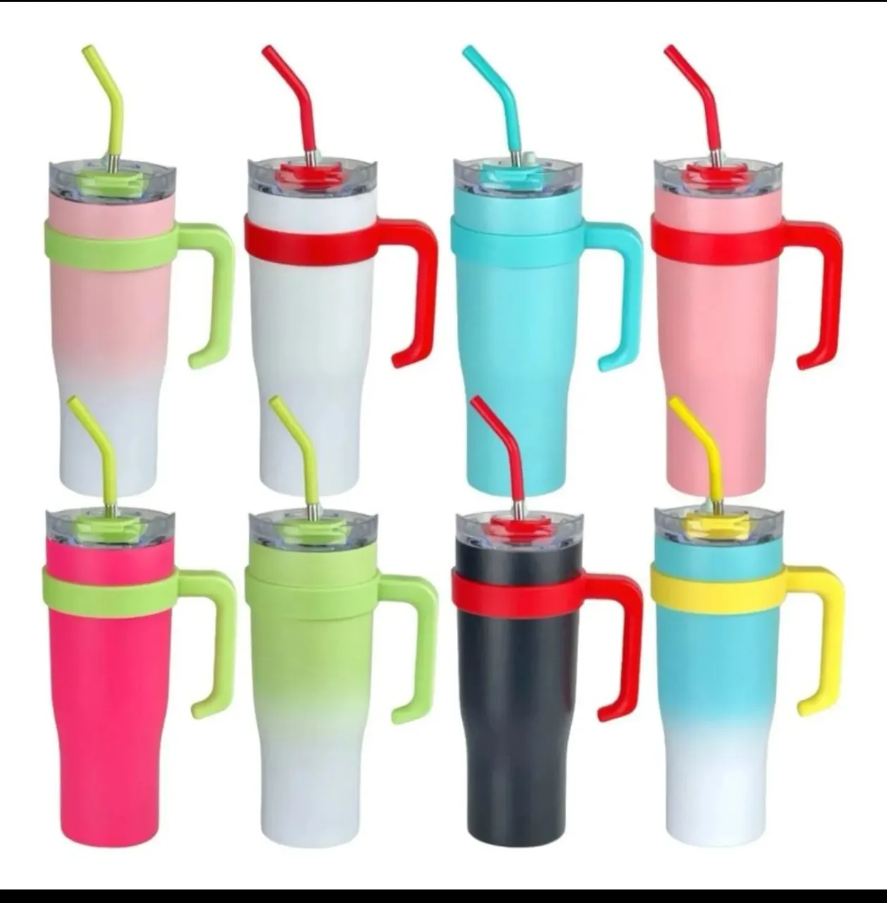 Canecas Térmicas com Tampa e Canudo - Diversas Cores