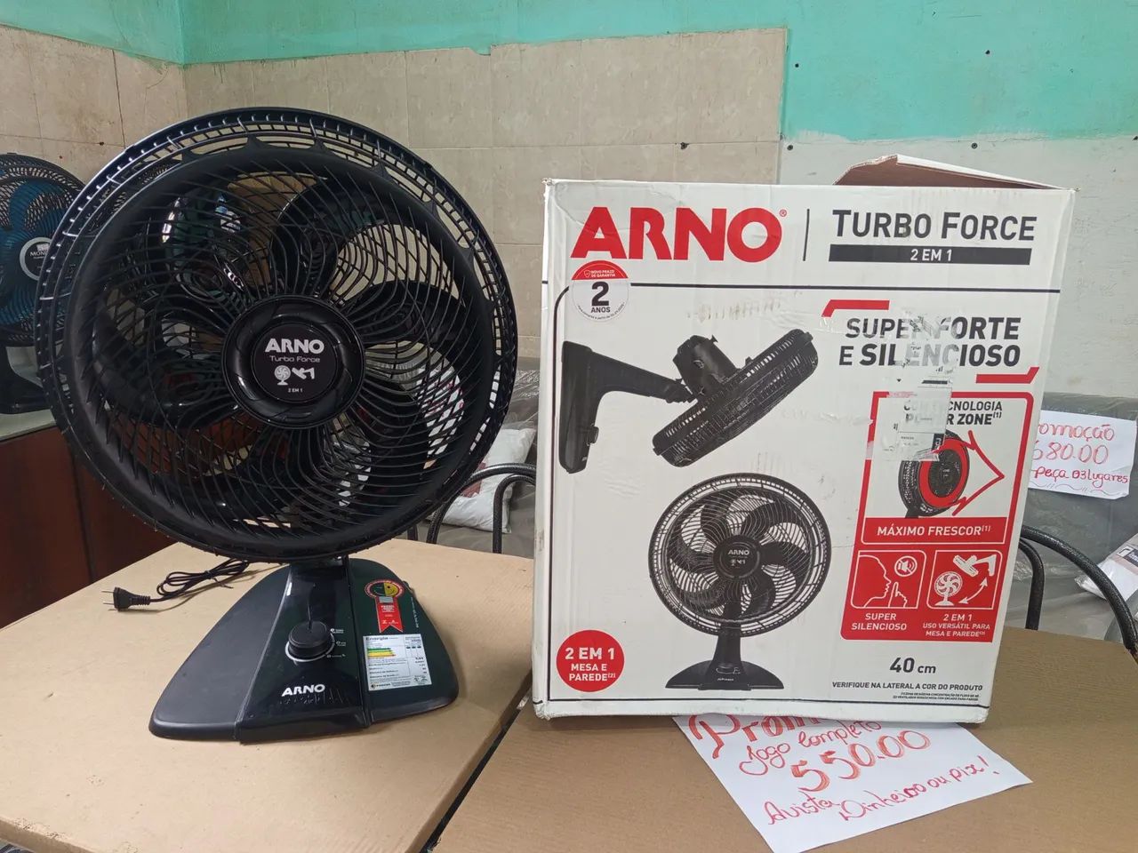Ventilador Arno Turbo Force 40cm 2 em 1 mesa e parede novos.  - Foto 2