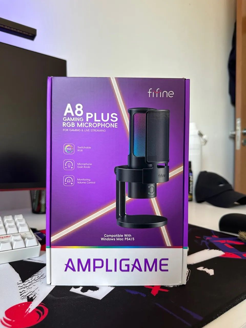 Microfone Gamer Fifine A8 Plus Ampligame RGB  - Foto 5