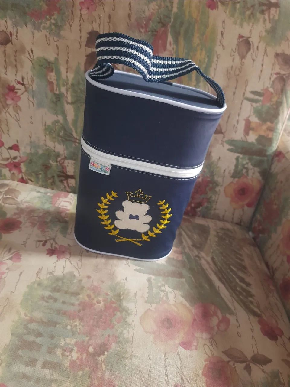 Kit de Malas de Bebê-Azul Marinho e Bordado Ursinho - Foto 2