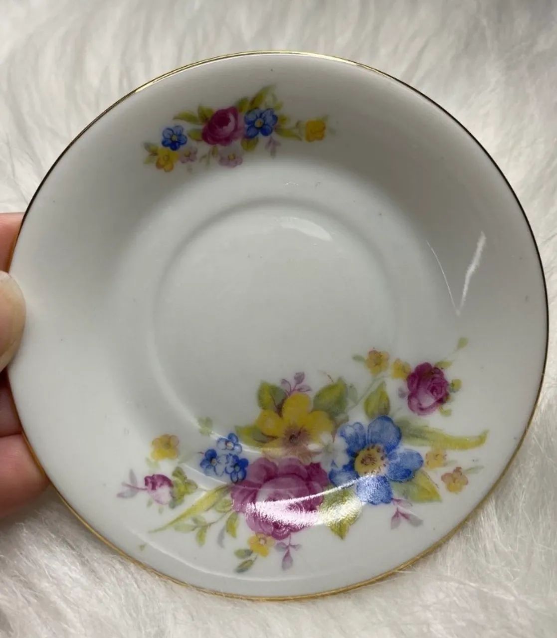 xicara de cafe floral de porcelana polonesa antiga - Foto 4