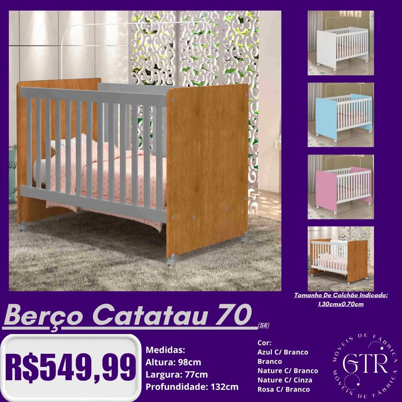 Berço Catatau 70 - Diversas Cores