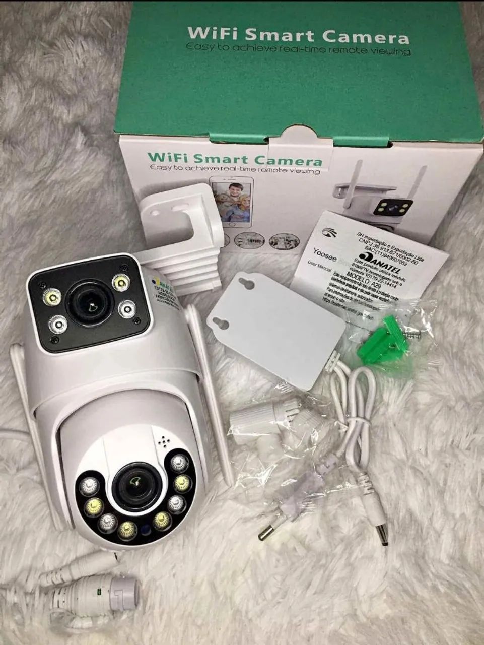 Câmera Wi-Fi Dupla Lente Smart - Segurança e monitoramento remoto