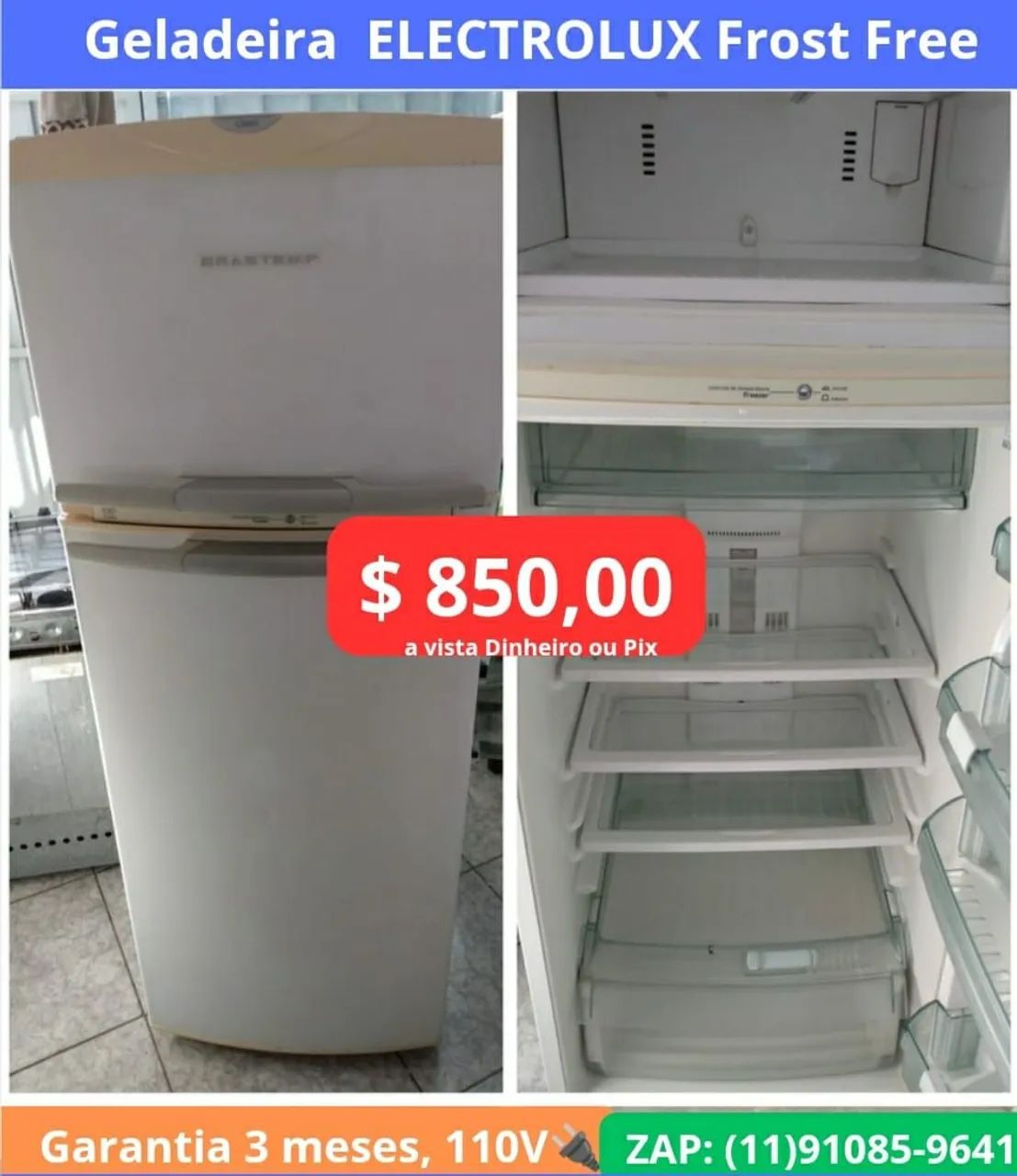 Geladeira $ 850,00 Entrega Grátis Carapicuíba 