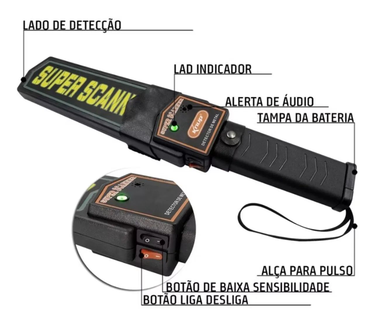 Detector de Metal Portátil Super Scanner com bateria  - Foto 2