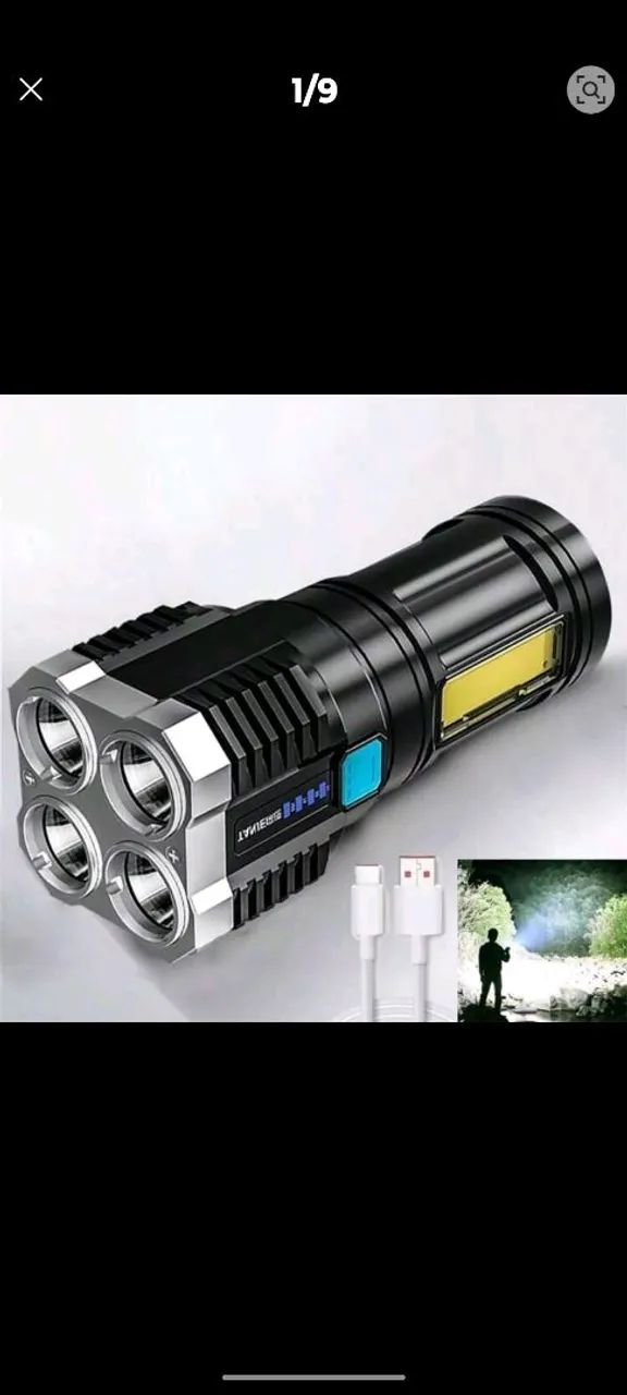 Lanterna de Led COB Recarregável - Camping e Acampamentos - Foto 2