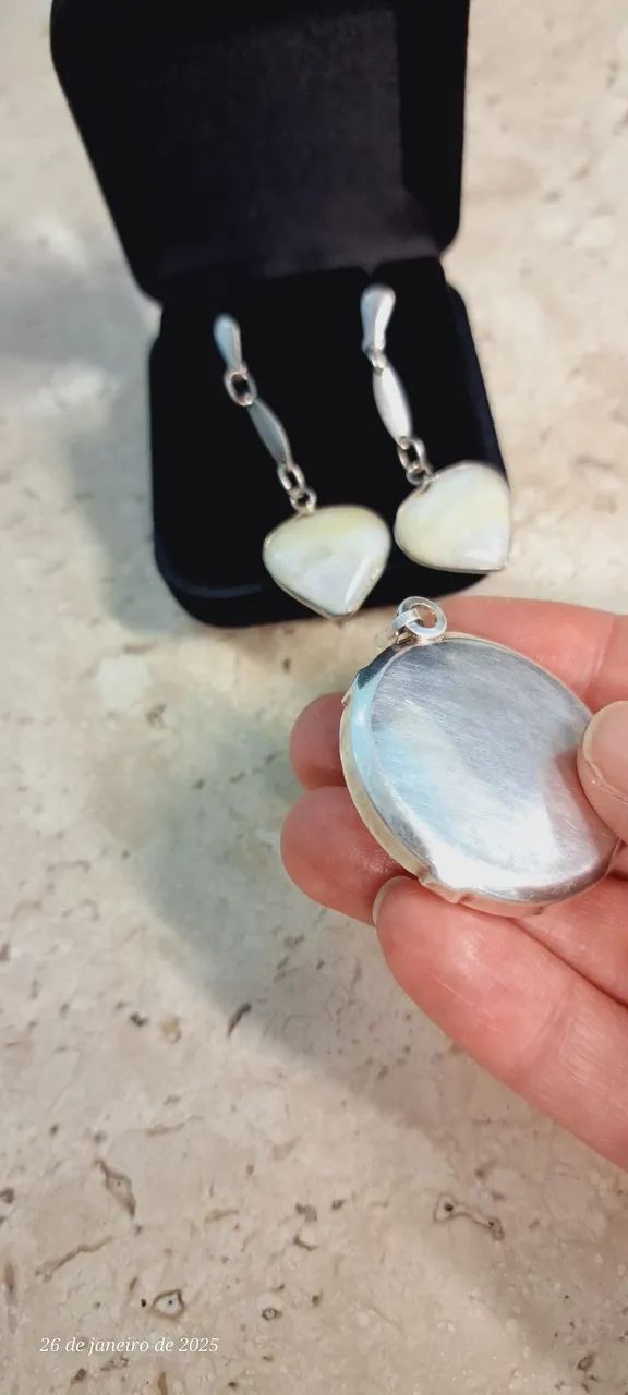 Pingente + brincos quartzo branco natural - Foto 6