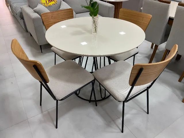 Conjunto de Jantar | Mesa Redonda e 4 Cadeiras Estilo Industrial - Foto 3