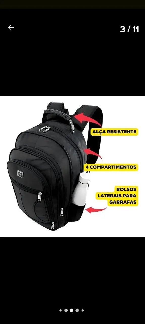 Mochila Preta Reforçada com Design Moderno - Foto 4