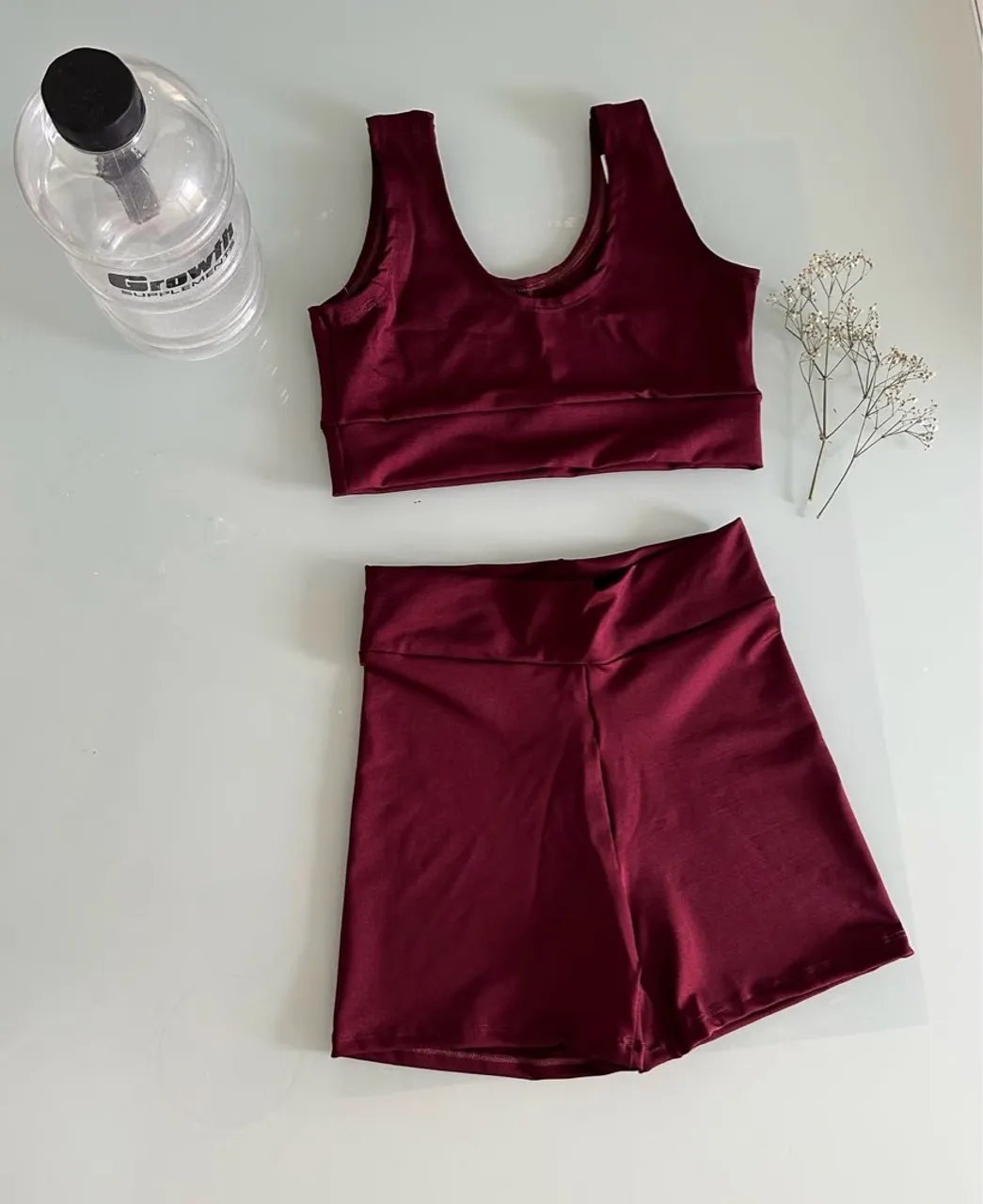Conjunto Fitness Vinho: Top e Short