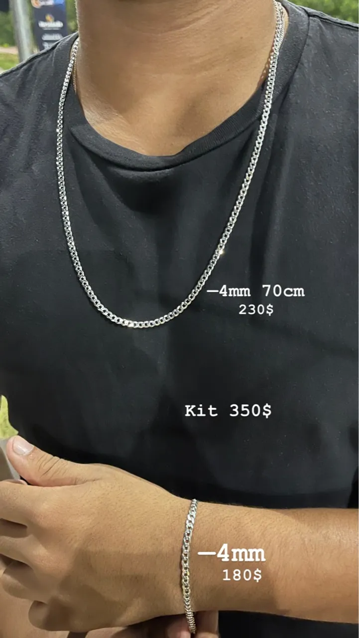 Corrente e Pulseira 4mm - Kit Promocional