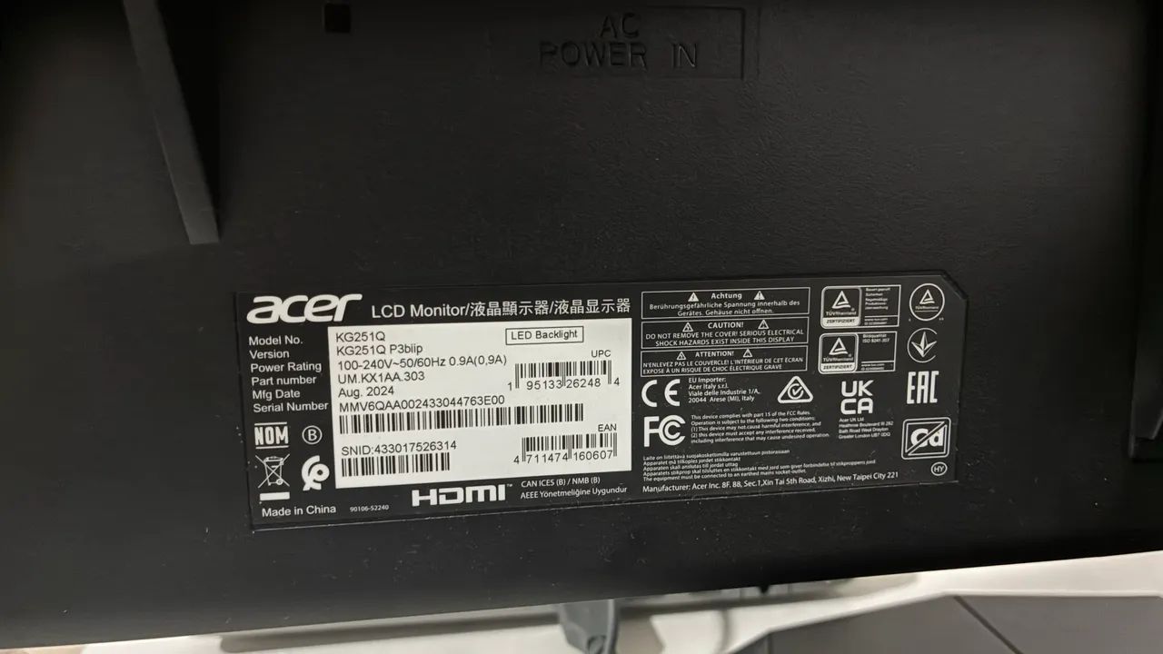 Monitor Gamer Acer Nitro KG251Q 24,5 Full HD 180Hz 1ms - Foto 6