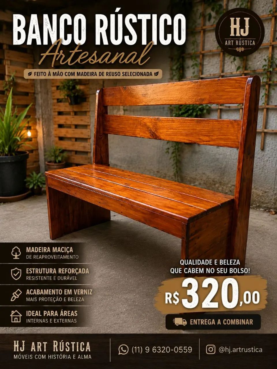 Banco artesanal Rústico 