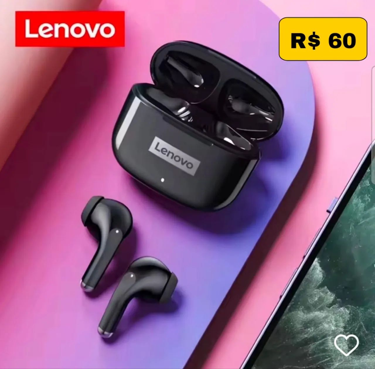 Fone bluetooth Lenovo  Lp40 Pro R$ 60