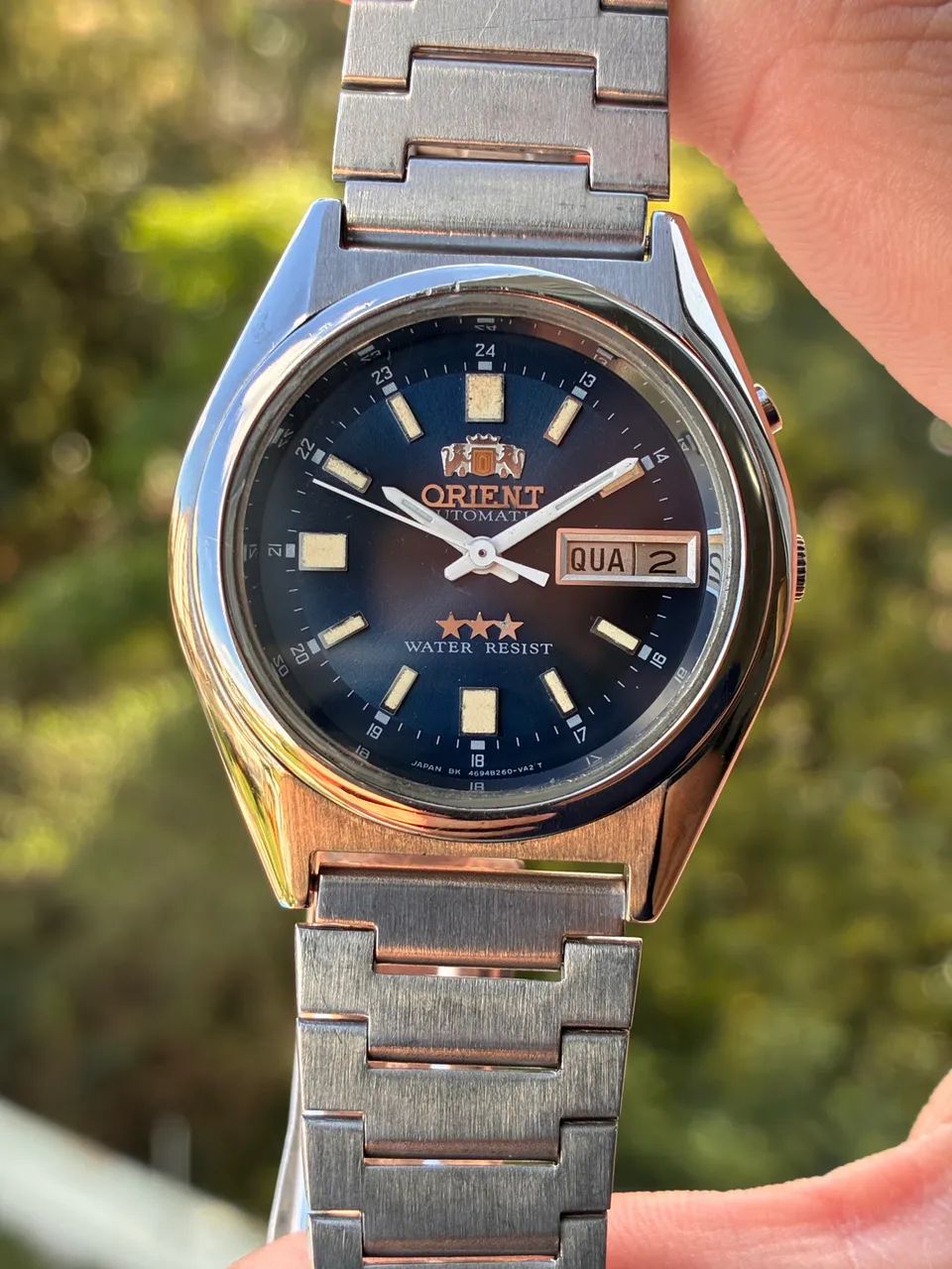 Relógio vintage orient 3 estrelas azul - Foto 3