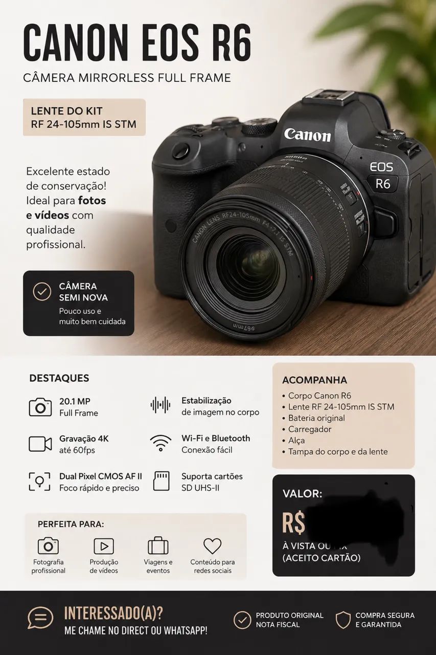 R6 Canon importada