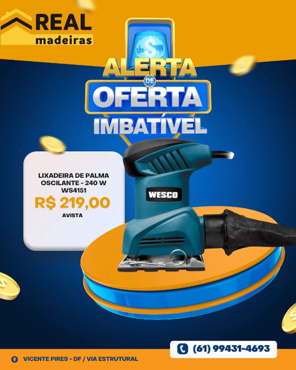 PROMOÇÃO! LIXADEIRA DE PALMA 240W
