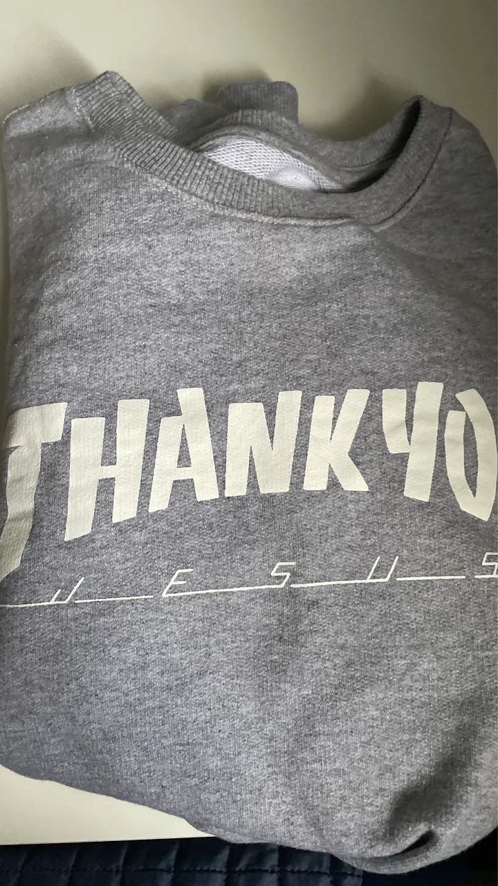 Moletom "Thank You Jesus" Cinza - Foto 2