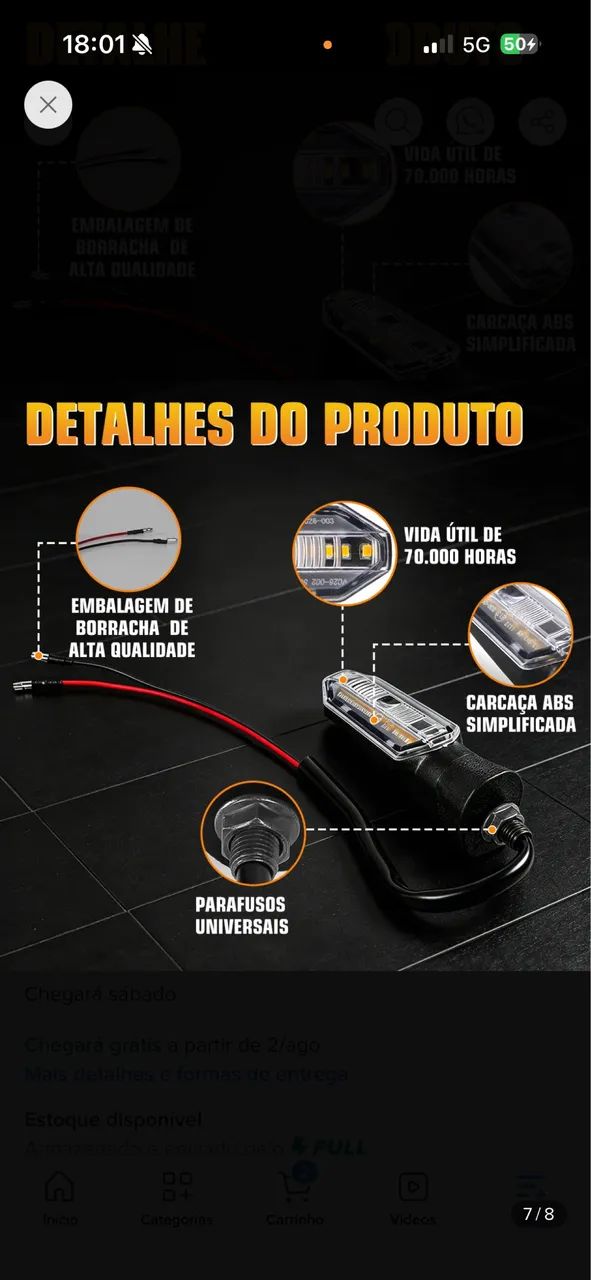 Pisca seta led sequencial rosca Cb twister 250 - Foto 3