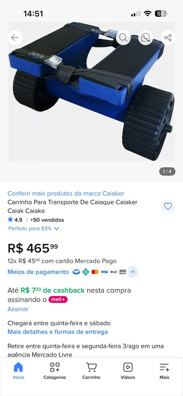 Carrinho de transporte caiaque  - Foto 4