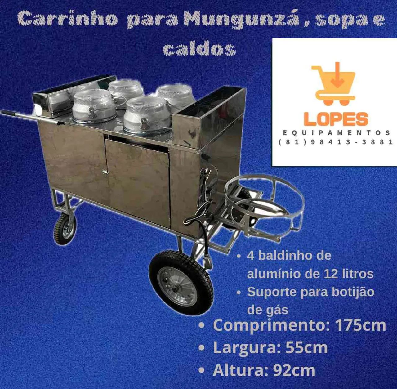 Carrinho de caldos ,caldinhos e ensopados em inox em até 10x sem juros no cartão  - Foto 2