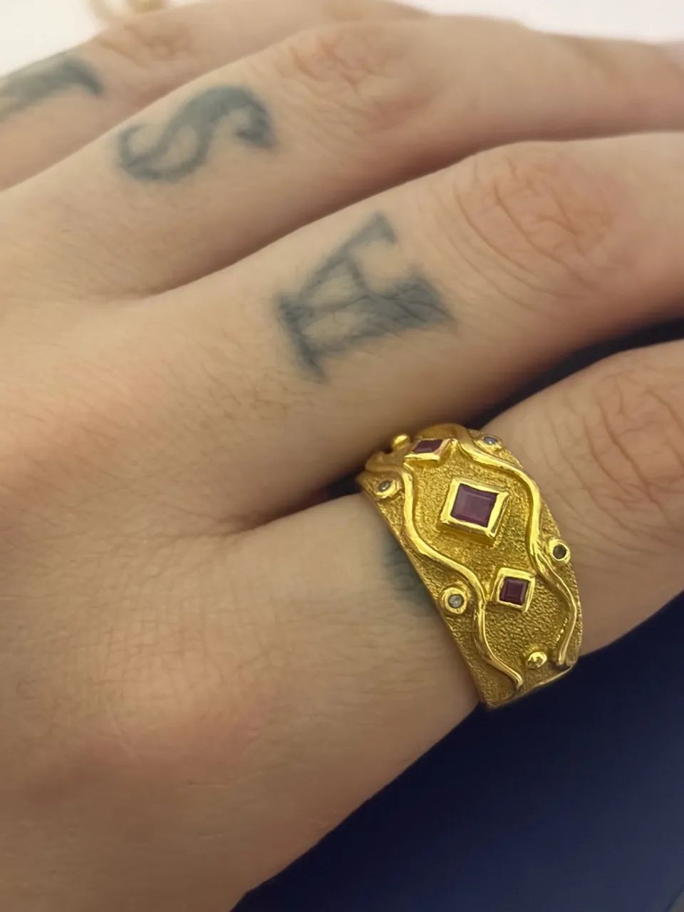 Anel ouro 18k rubi e diamantes - Foto 2